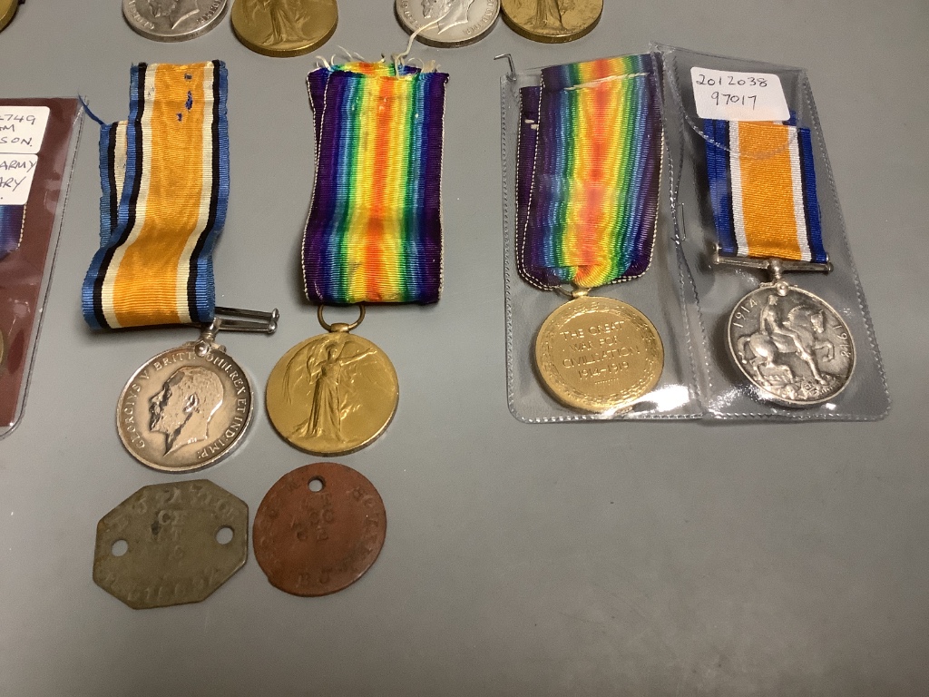 Nine WW1 BWM & Victory medal pairs